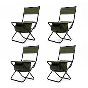 Green 4-piece Folding Outdoor Chair with Storage Bag for Indoor, Camping, Picnics and Fishing