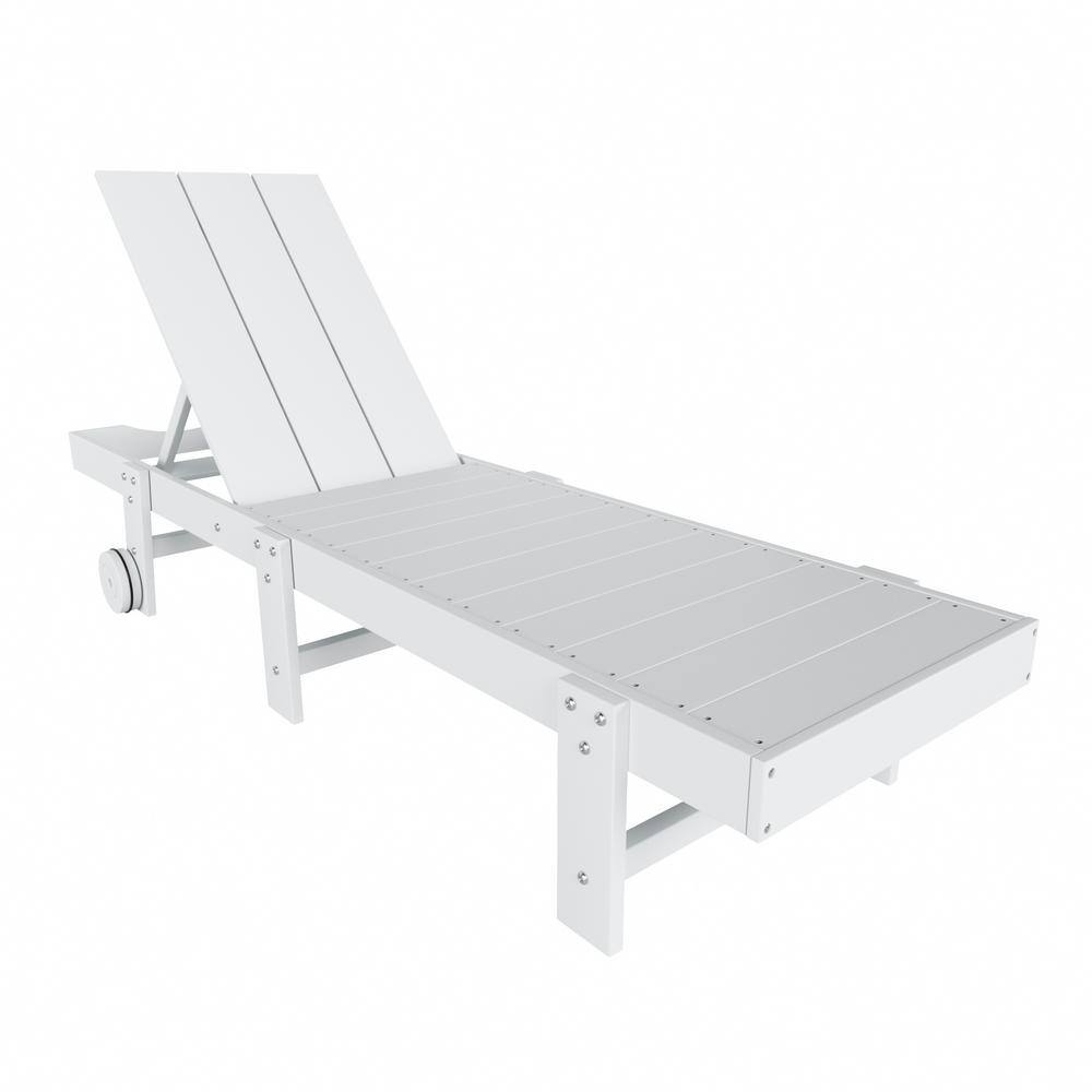 White Eco-Friendly Reclining Chaise Lounge with Side Table