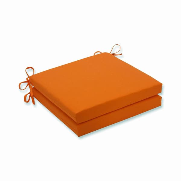 Pillow Perfect Solid 20 in. x 20 in. Outdoor Dining Chair Cushion in Orange (Set of 2)
