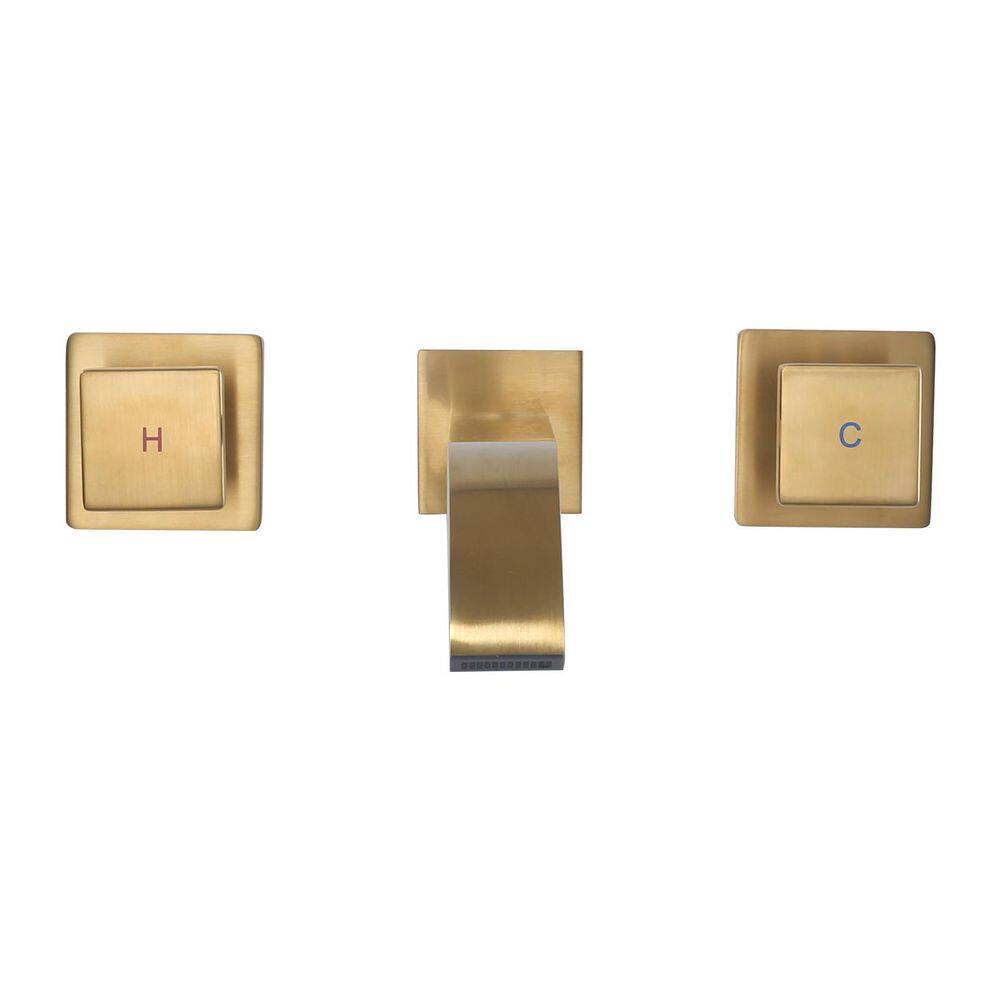 Double Handle Wall Mounted Waterfall Bathroom Faucet in Brushed Gold price history on PriceWatchPro