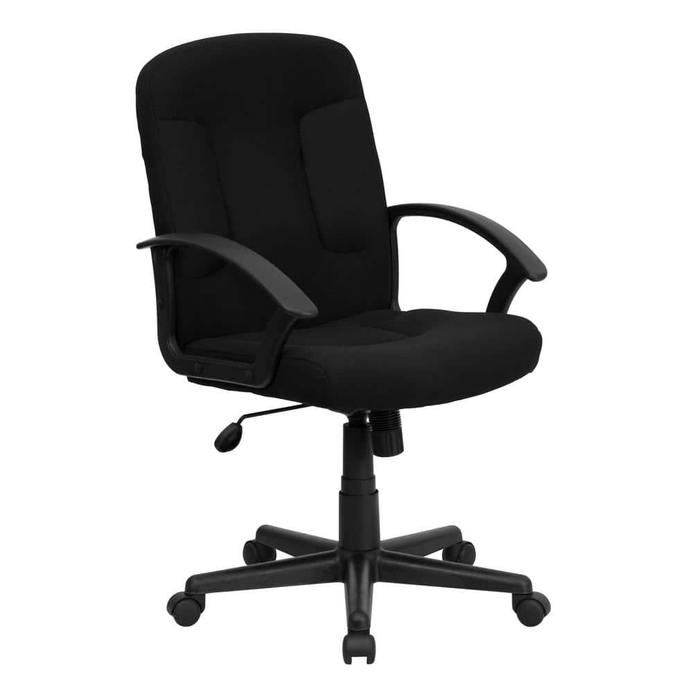 Mid-Back Black Fabric Executive Swivel Chair with Nylon Arms - Thumbnail 4