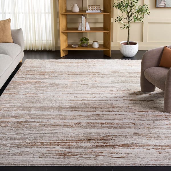 Kendal Modern 9 ft. x 13 ft. Ivory/Gray Rust Striated Area Rug