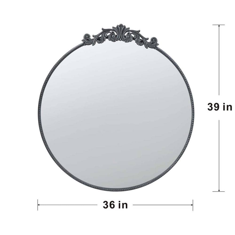 Classic Baroque Inspired 36 In. W X 39 In. H Round Metal Framed Wall 