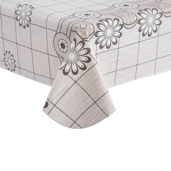 60'' X 84'' Outdoor Tablecloth Disposable Vinyl Tablecloths with Flannel Backing Wipeable Spillproof Plastic Table Cover