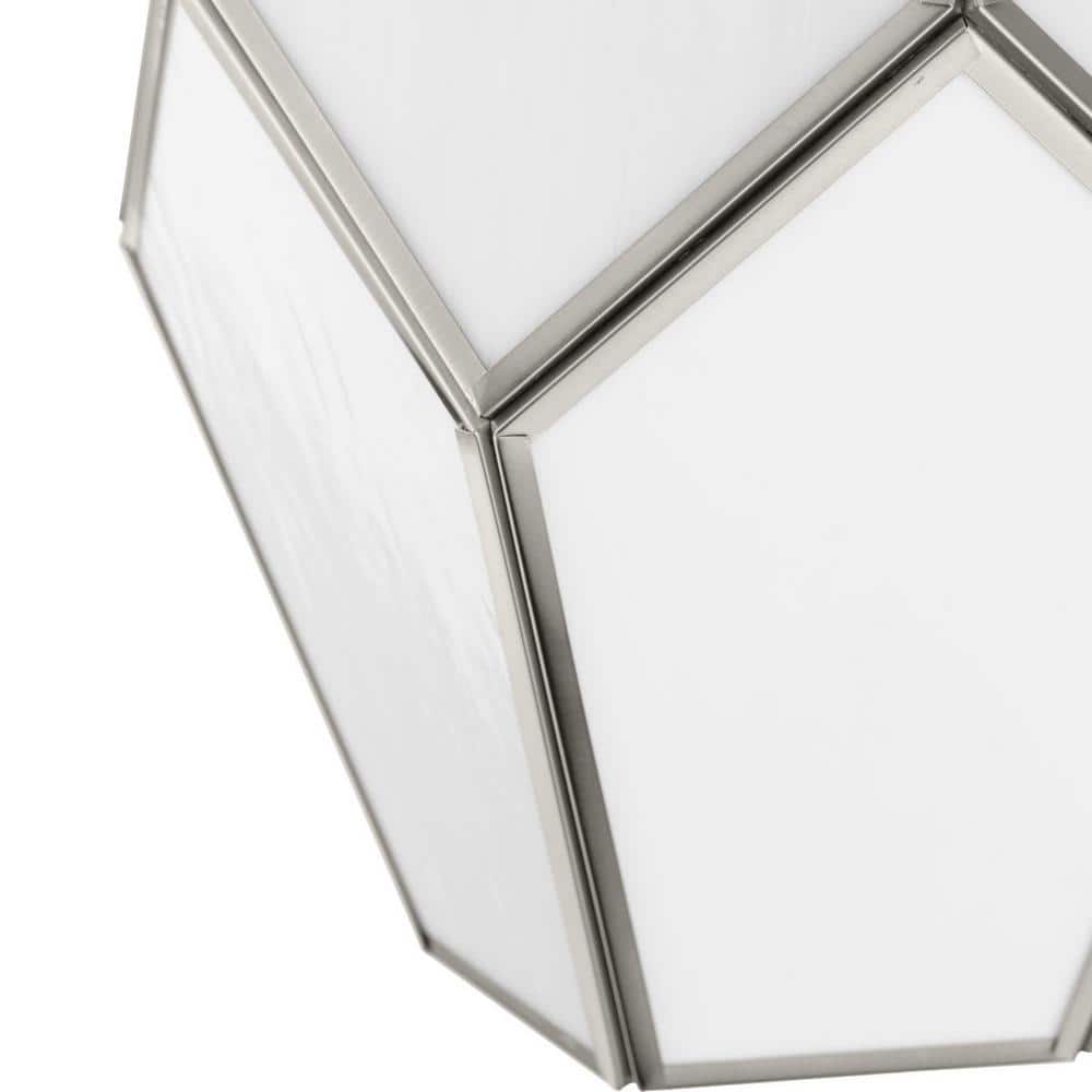 Latham Brushed Nickel Geometric Pendant Light with White Art Glass