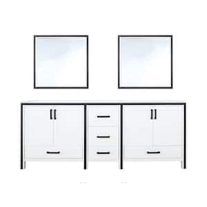 Ziva 80 in. W x 22 in. D White Double Bath Vanity without Top and 30 in Mirrors