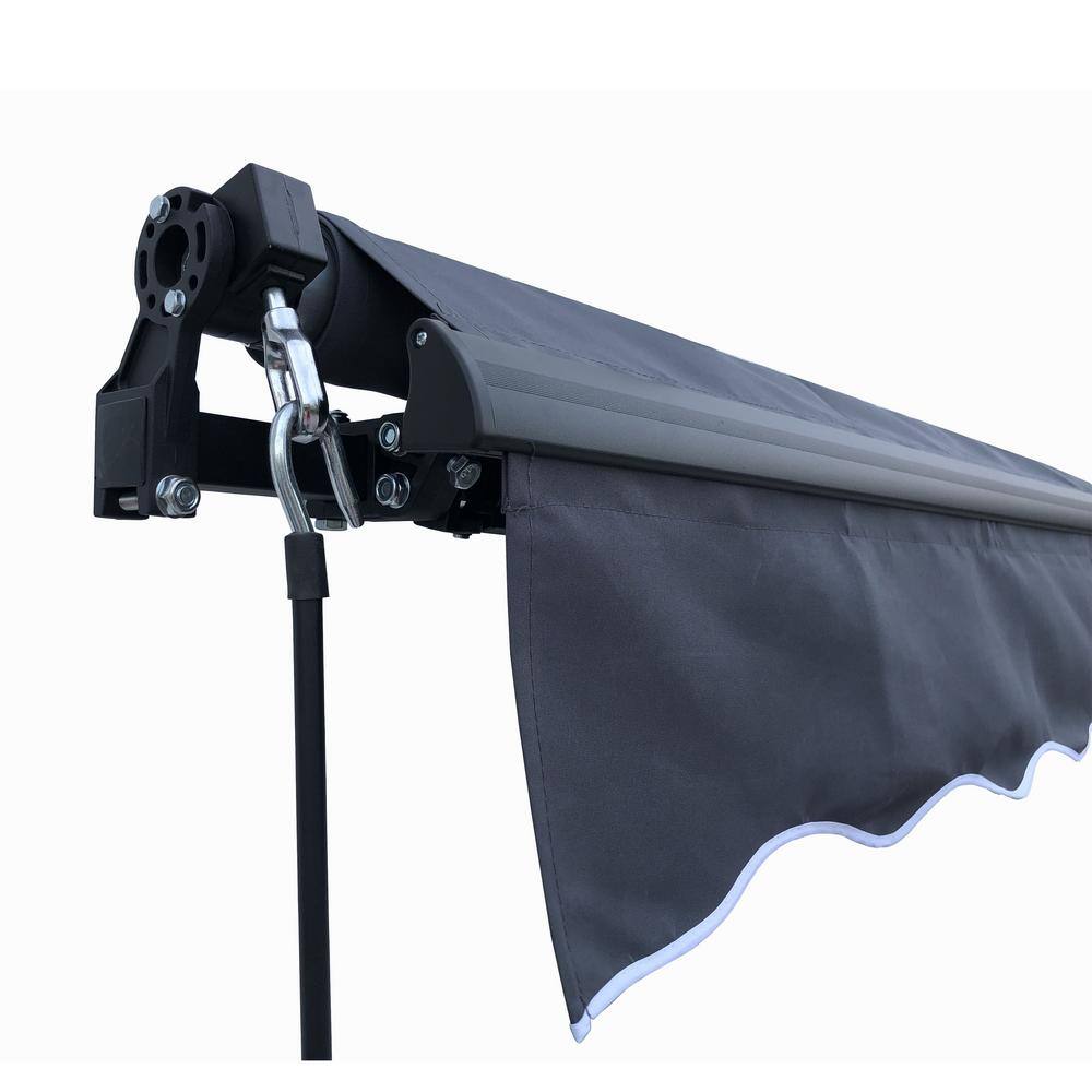 Black Motorized Retractable Patio Awning with Aluminum Frame, 10x8 ft