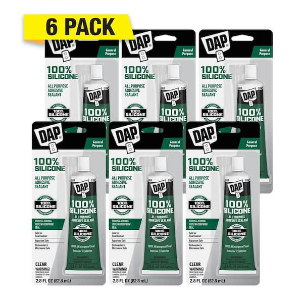 100% Silicone 2.8 oz. Clear All Purpose Adhesive Sealant (6-Pack)