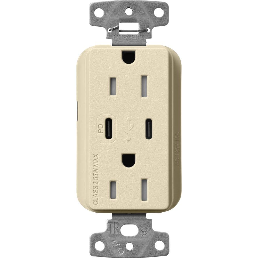 Claro 15 Amp Tamper Resistant USB Type C Duplex Receptacle, Decorator Style Outlet, Satin Finish, SCR-15-CCTR-SD, Beige price history on PriceWatchPro