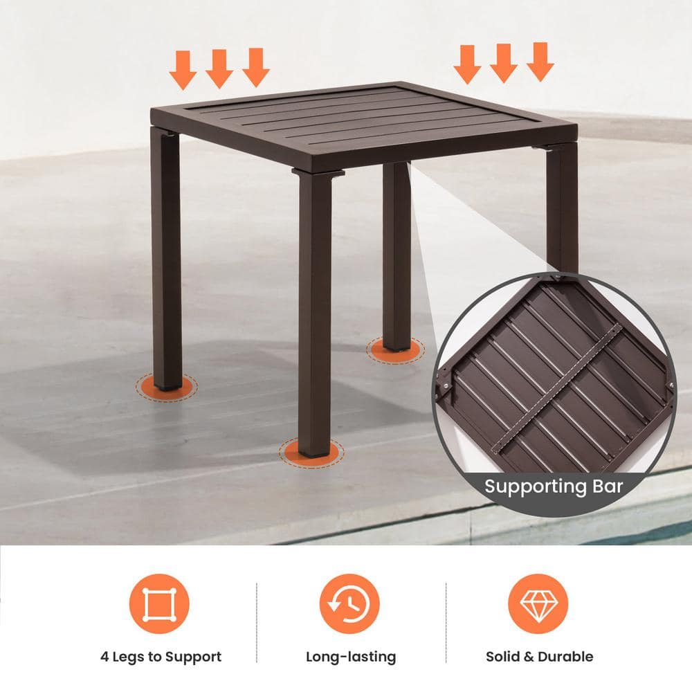 Pellebant Brown Aluminum Outdoor Square Side Table