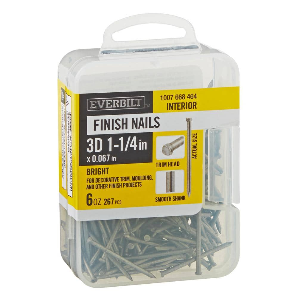 Everbilt 1-1/4 in. x 3D Bright Non-Collated Finishing/Casing Nail 6 oz ...