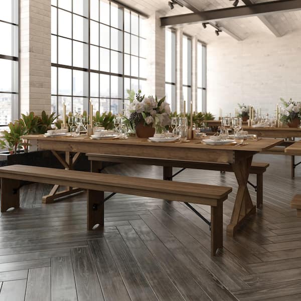 Carnegy Avenue 108 in. Rectangle Antique Rustic Wood with Wood