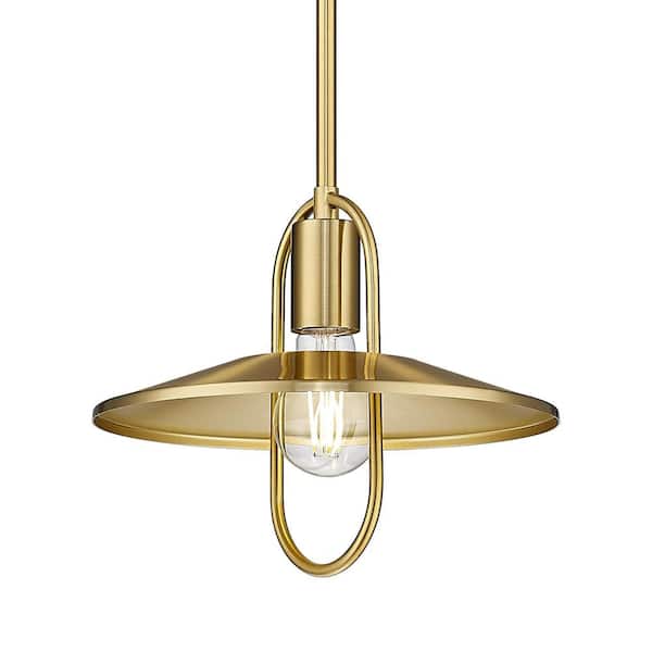 Modern 1-Light Gold Shaded Pendant Light with Metal Shade, No Bulbs Included