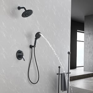 Single -Handle Shower Faucet Set with 6-Spray 8 in. Shower Head and 9-Spray 5 in. Handheld Shower Head in Matte Black