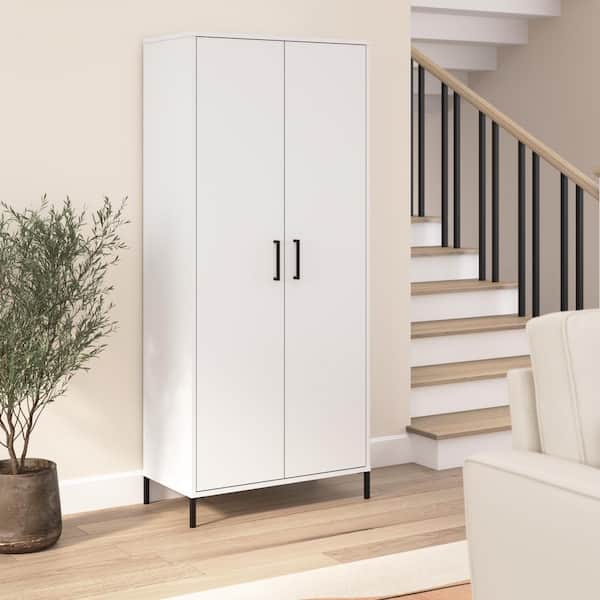 Bush Furniture Essence White 64.87 in. Accent Storage Cabinet with Doors