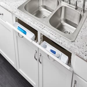 14" Kitchen Sink Front Tip-Out Accessory Trays, White