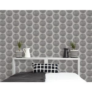 Bazaar Collection Black/Gray Soleil Motif Design Non-Woven Paper Non-Pasted Wallpaper Roll (Covers 57 sq.ft.)