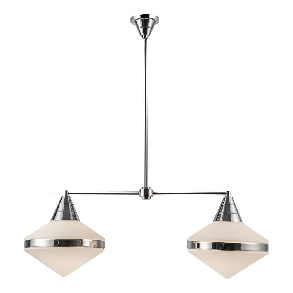 Polished Nickel and Opal Matte Glass Island Pendant Light