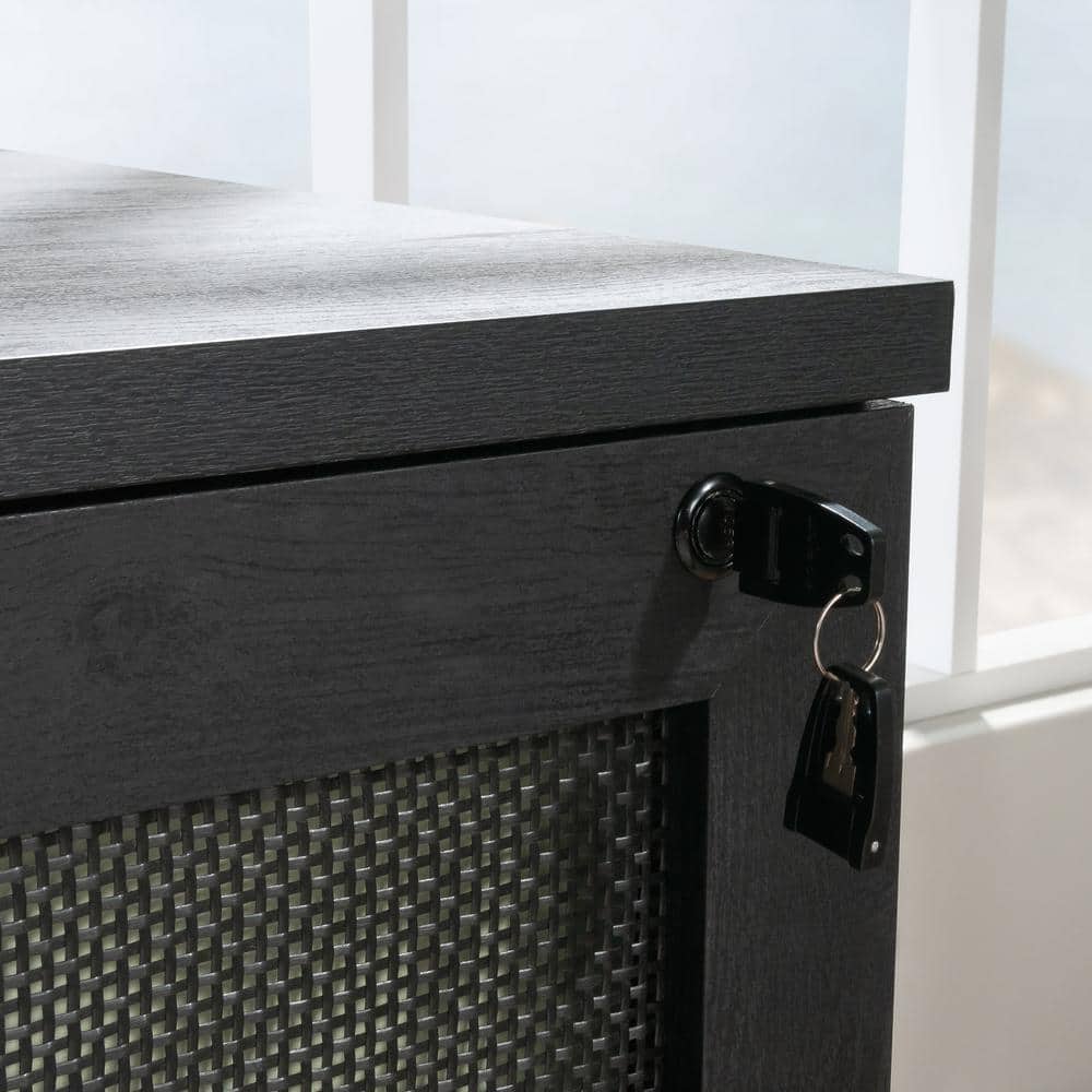 Raven Oak 2-Drawer Lockable Lateral File Cabinet with Rattan Inserts