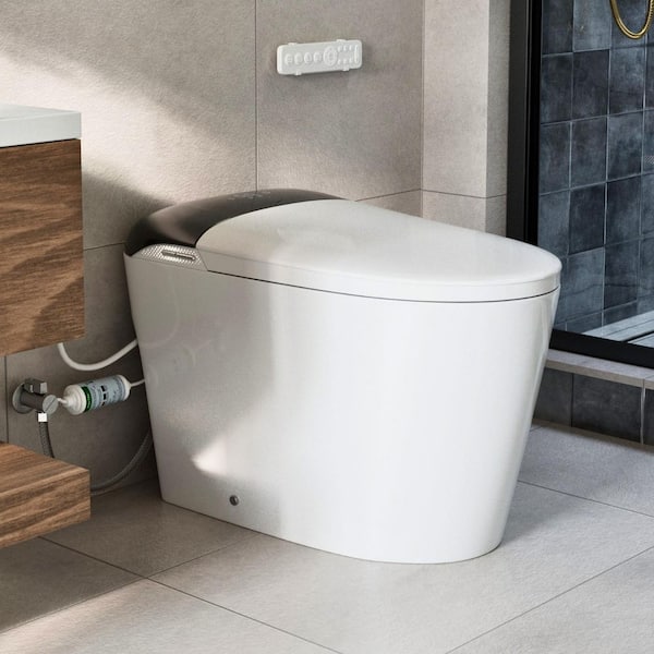 Smart Toilet with Bidet, Built-In Tank, Auto Open Lid, Backup Flush, Heated Seat, Instant Warm Water and Dryer, Remote