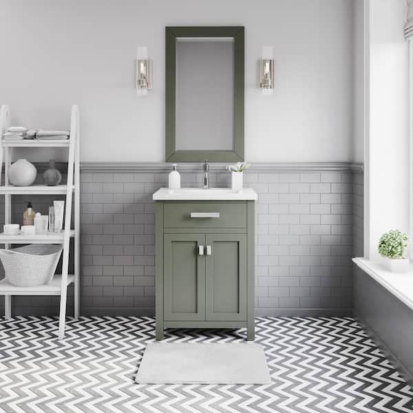 Water Creation Myra 24 in. W x 18 in. D Bath Vanity in Glacial Green with Ceramics Vanity Top in White with White Basin