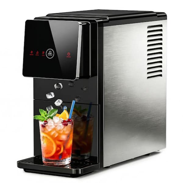 17.9 in. 33 lb. Nugget ice Countertop Portable Ice Maker in Black Finish with Automatic Ice Dispense