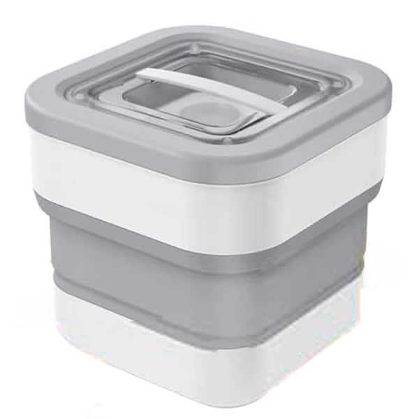 Unbranded Collapsible 15 lbs. Max Capacity Dog Cat Food Storage Container with Magnetic Lid and Measuring Cup Multi Purpose
