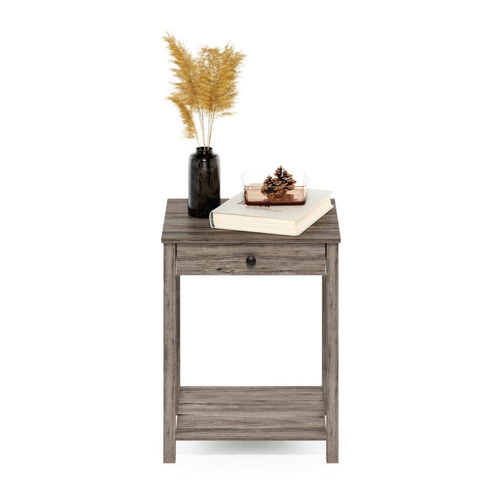 Rustic Oak Compact Rectangular Side Table with Storage Drawer