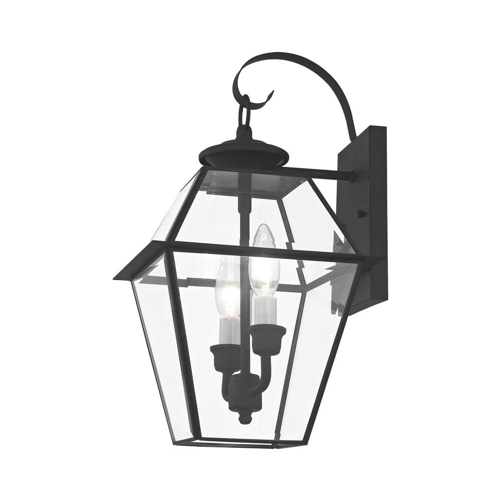 Charleston Elegance Black Brass Outdoor Lantern with Clear Beveled Glass