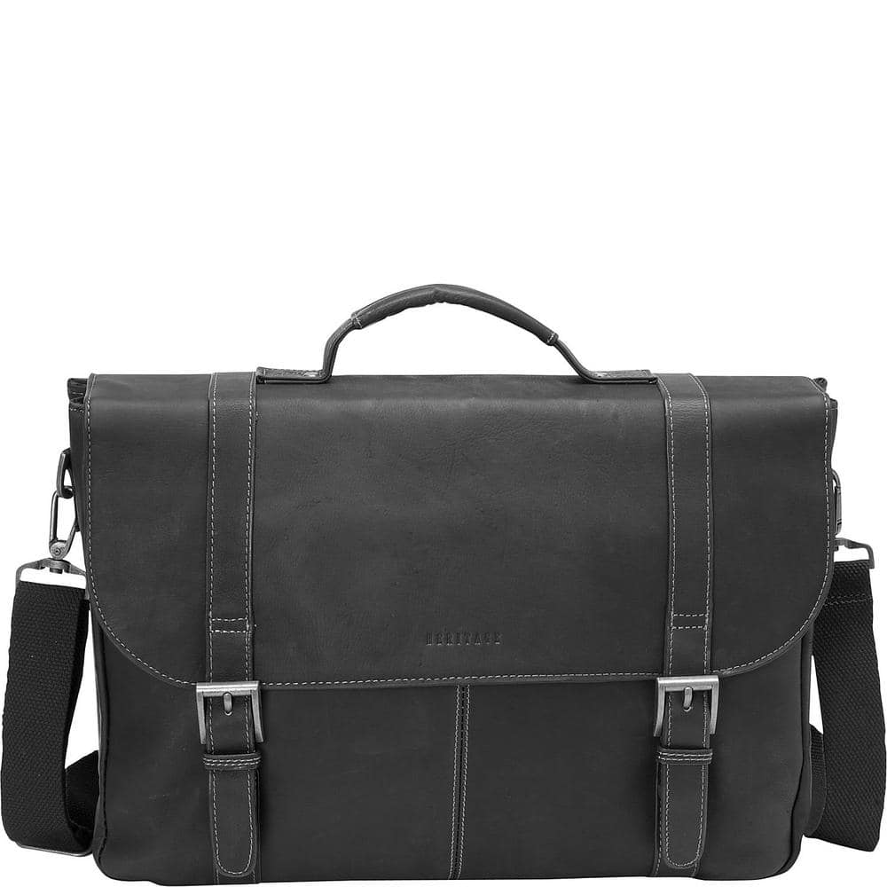 Colombian Leather Double Compartment Flapover 16 in. Computer Portfolio/Business Case