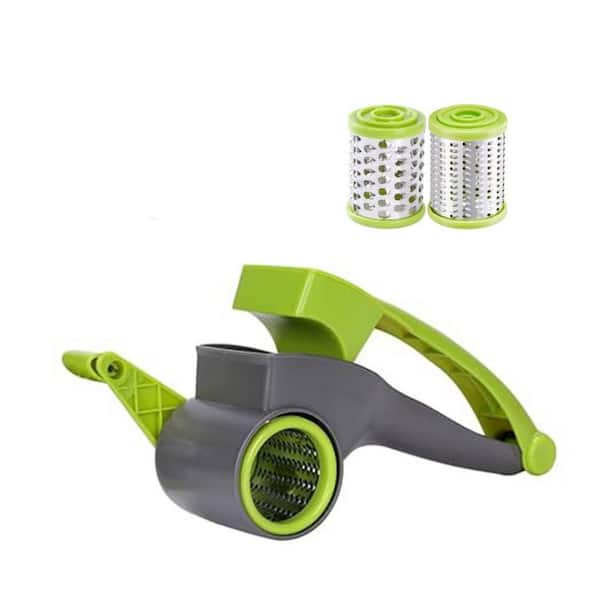 Stainless Steel Rotary Cheese Grater with 2 Drums for Hard Cheese, Chocolate, Nuts, and More, Hand Crank Operation