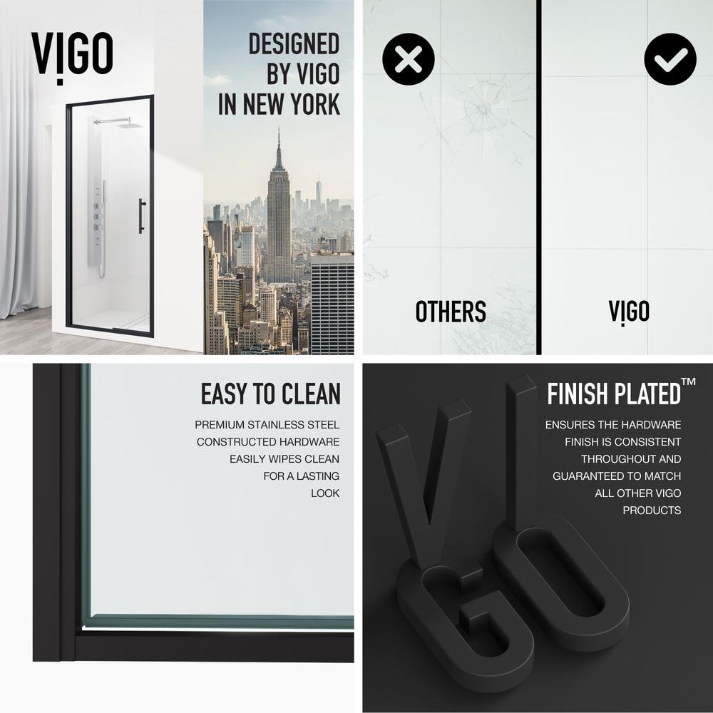 Astoria 76" High Matte Black Framed Pivot Shower Door
