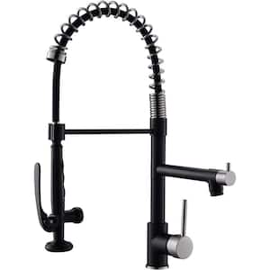 Commercial Single Handle Pull Down Sprayer Kitchen Faucet in Matte Black