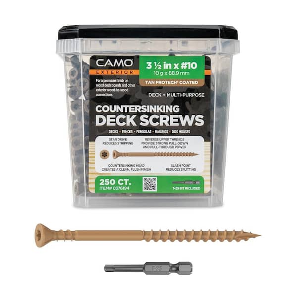 #10 x 3-1/2 in. Tan ACQ Rated Star Drive Flat Head Wood Deck Screw (250-piece)