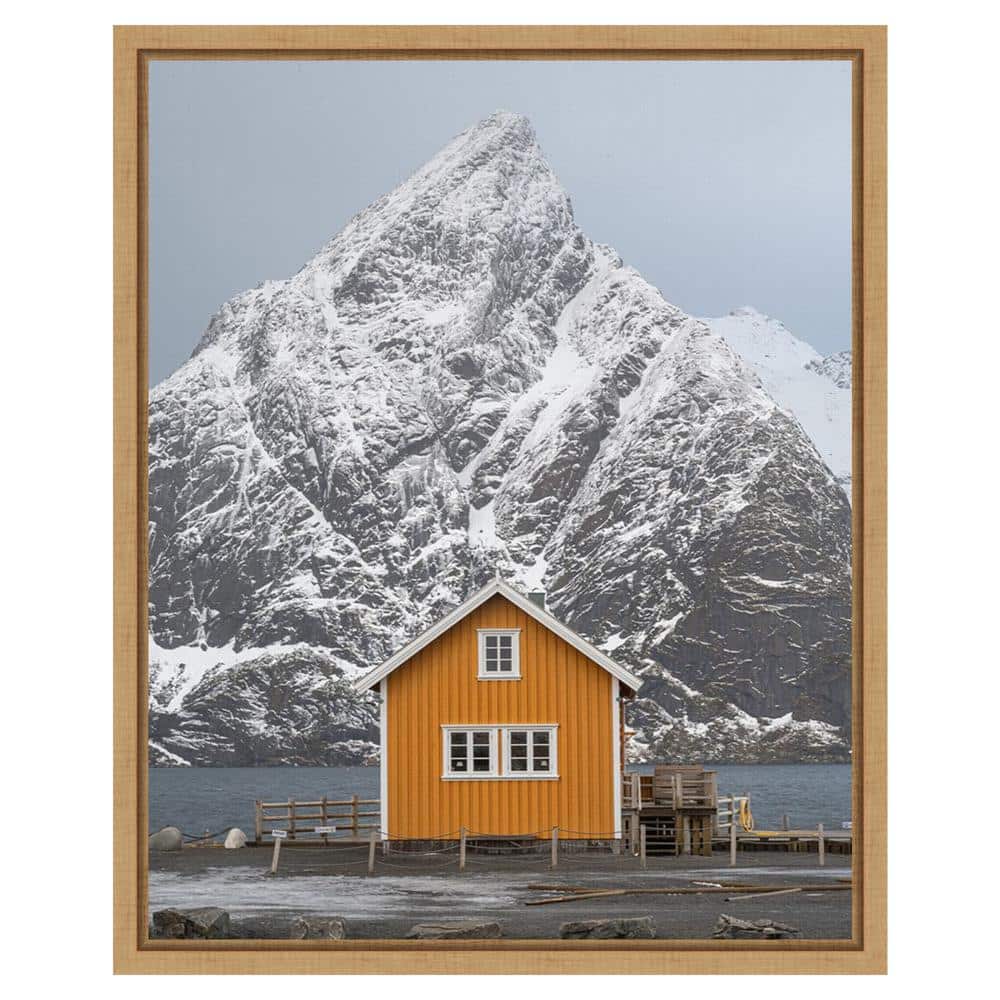 Yellow House Scenic Landscape Framed Canvas Wall Art
