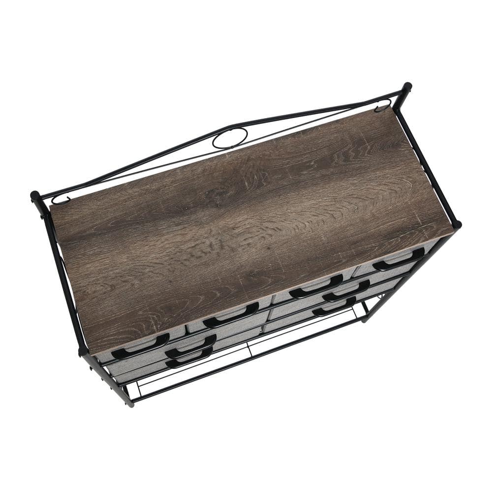 Ashwood Black Metal Frame 8-Drawer Wide Dresser
