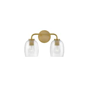 Percy 14.75 in. 2-Light Lacquered Brass Vanity Light