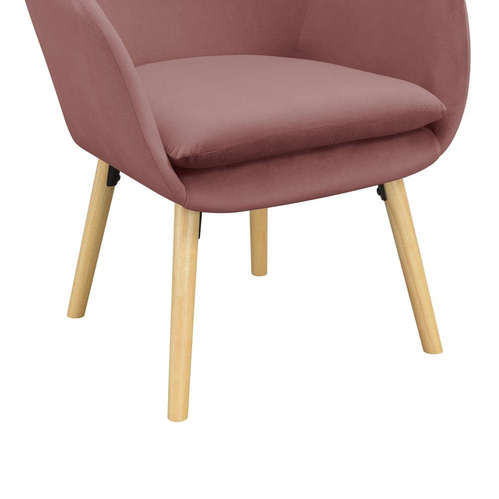 Blush Velvet Accent Chair with Oak Legs