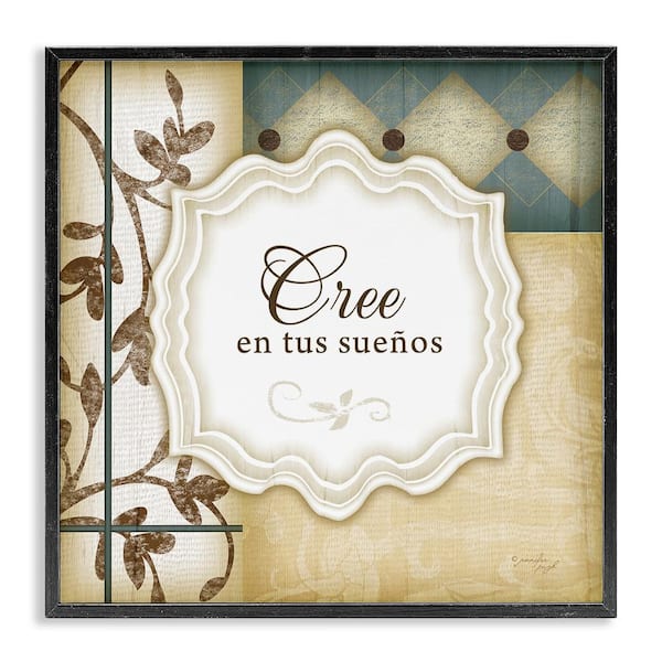 Stupell Industries Believe in Dreams by Jennifer Pugh Black Framed Typography Giclee Art Print 24 in. x 24 in.