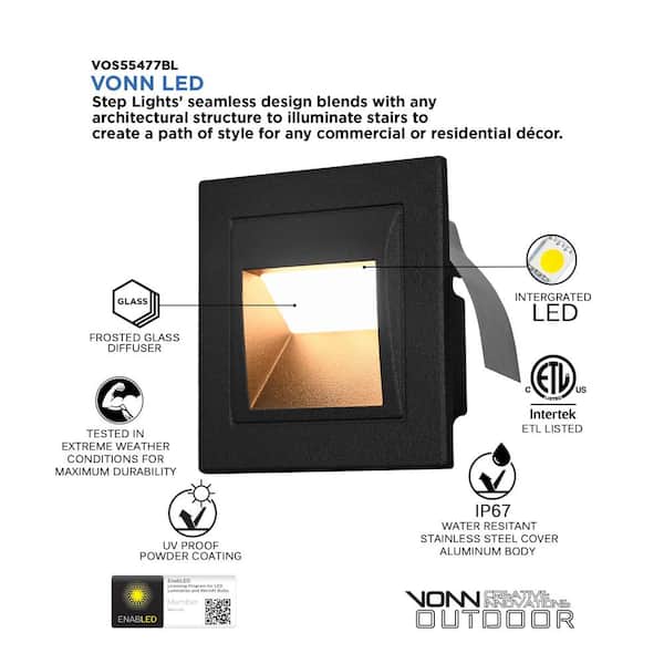 VONN Lighting 3-Watt 3.5 in. Low Voltage Black Outdoor ETL