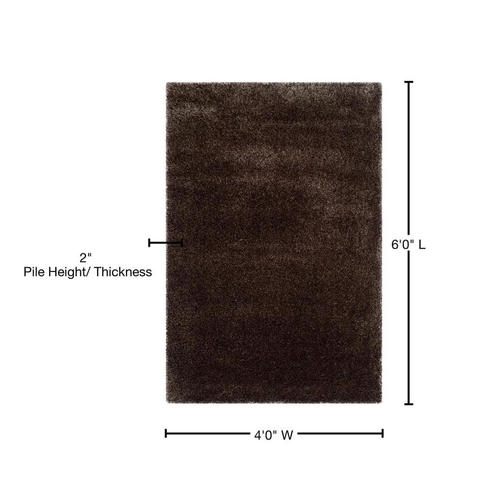Plush Comfort Brown Synthetic 4' x 6' Shag Area Rug