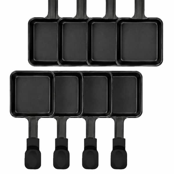 Mini Nonstick Square Raclette Cheese Melting Pans Replacement Trays for Raclette Grills, Set of 8, 8.5 in Total