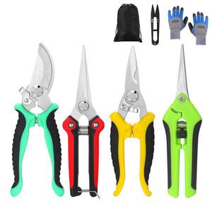 8 in. 5-Piece Set Garden Pruning Shears Stainless Steel Blades, Hand Pruner with Gardening Gloves