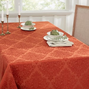 Lexington 70 in. W x 70 in. L Rust Damask Cotton Blend Tablecloth
