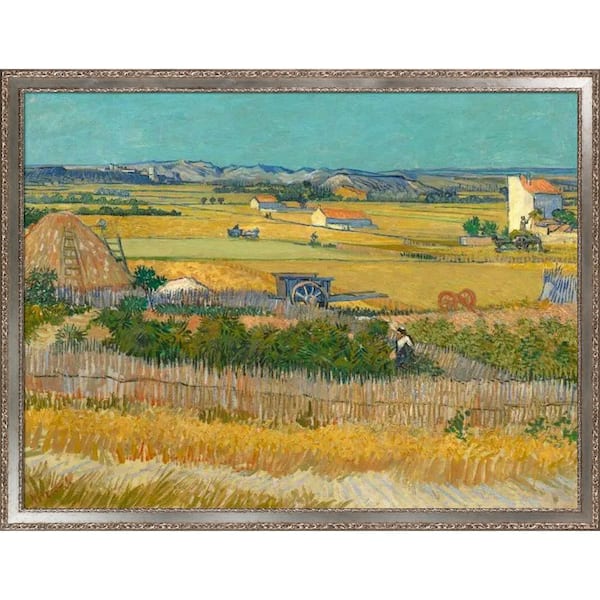 LA PASTICHE The Harvest by Vincent Van Gogh Versailles Silver Salon Framed Nature Oil Painting Art Print 40 in. x 52 in.