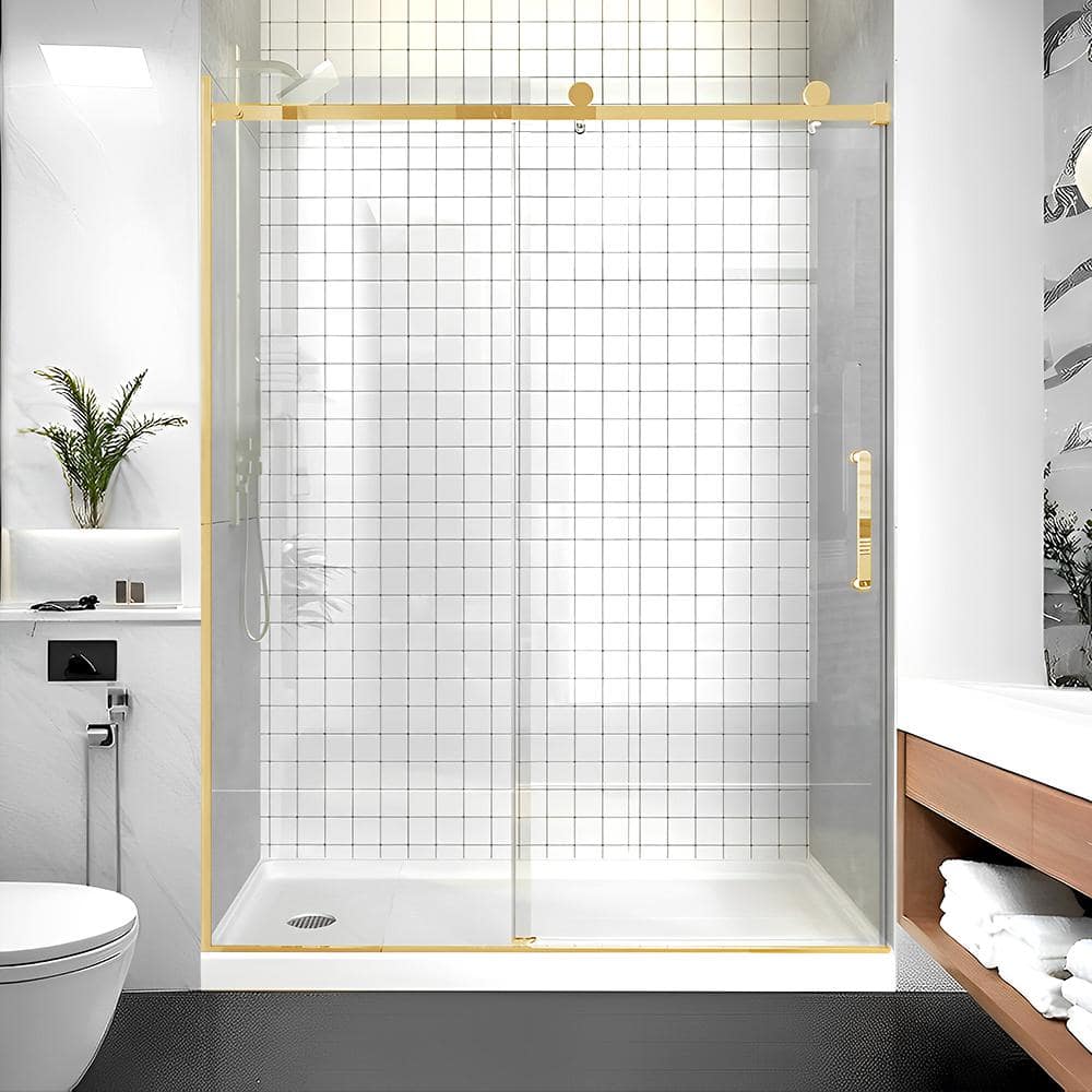iBath 57-60 in. W x 75 in. H Single Sliding Frameless Shower Door
