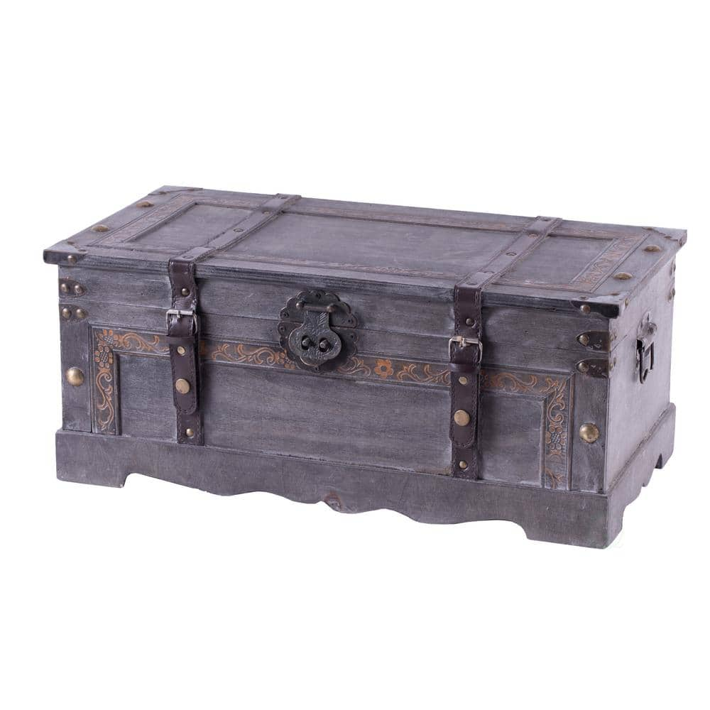 Vintiquewise Large Antique Cherry Style Steamer Trunk Decorative Storage  Box QI003318L - The Home Depot