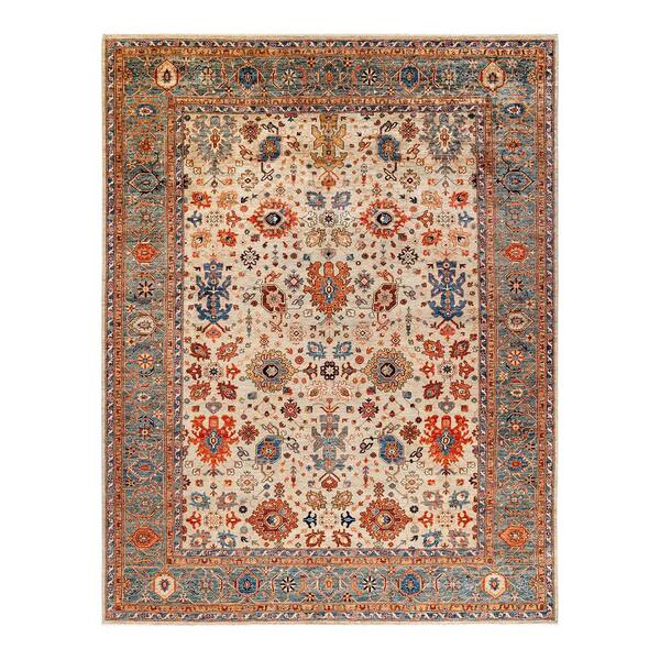 Solo Rugs Ivory 9 ft. 2 in. x 11 ft. 10 in. Serapi One-of-a-Kind Hand-Knotted Area Rug