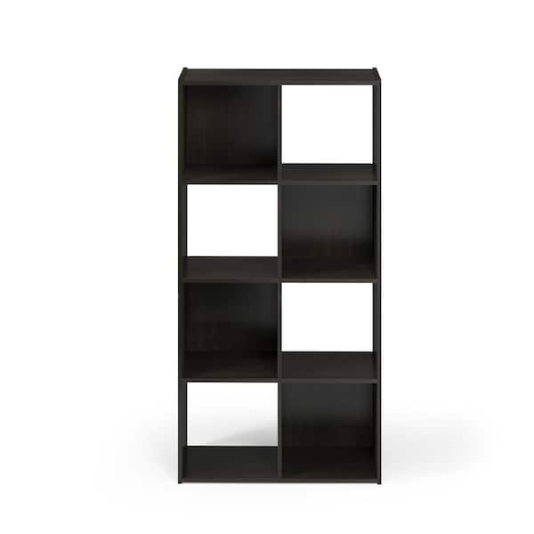 Furinno Pelli 47.72 in. Espresso Wood 8-shelf Cube Bookcase with Open Back