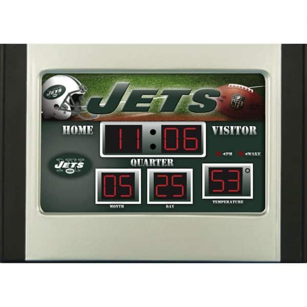 Team Sports America New York Jets 6.5 in. x 9 in. Scoreboard Alarm Clock with Temperature